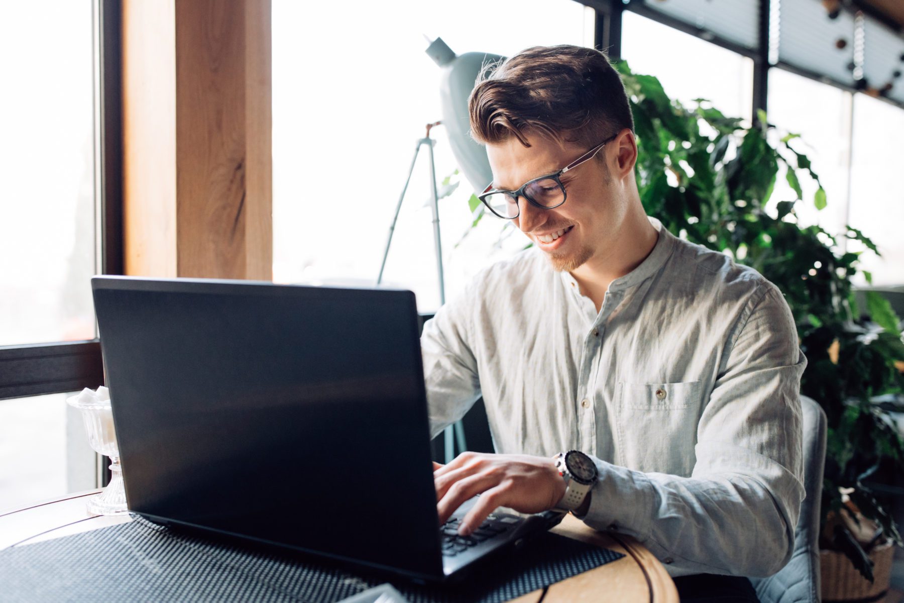 man working on laptop