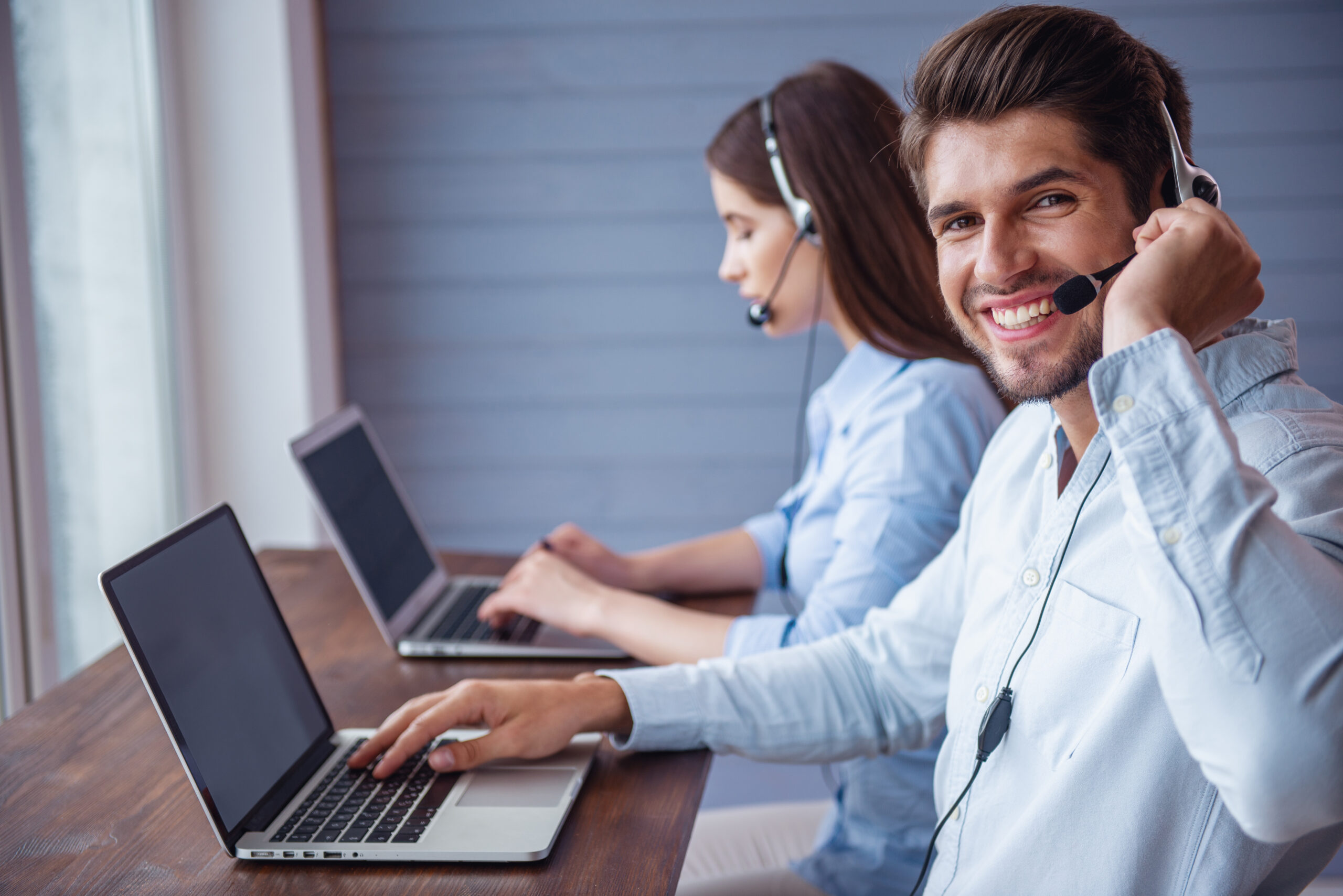 business people with headset working
